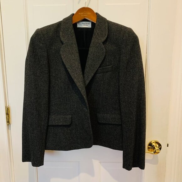 Vintage - Evan Picone Women's Gray 100% Wool Single-Breasted Blazer Coat Size 10 - Picture 1 of 16
